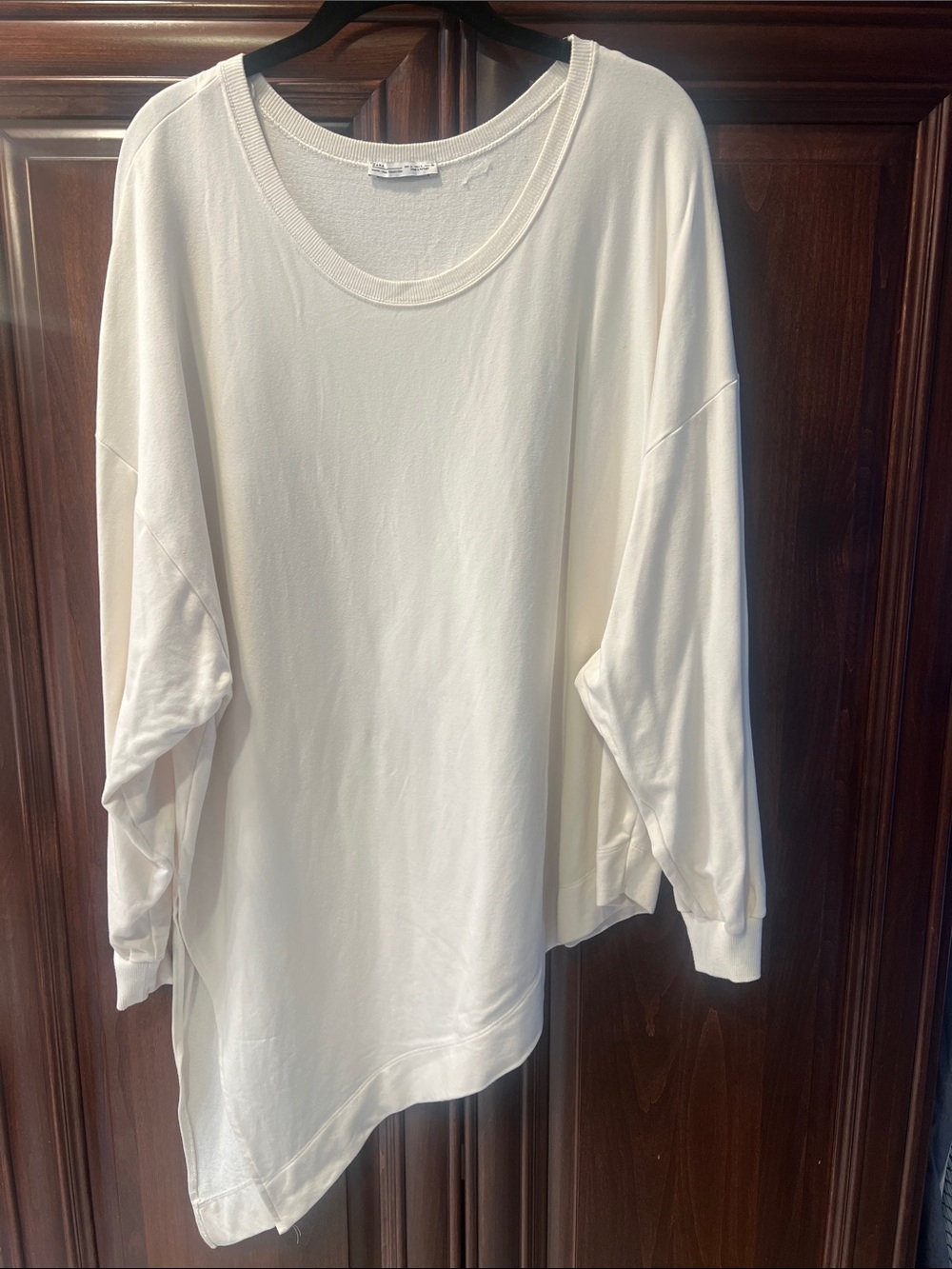 Zara Cream Oversized Long Sleeve Scoop Neck Sweatshirt